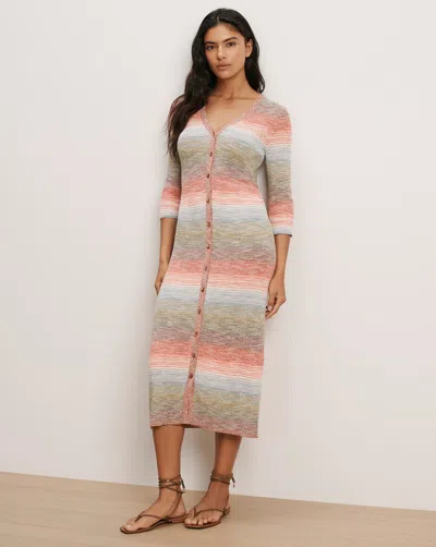 Veronica Beard Tavielle Knit Midi Dress Orange Flame Mustard Multi In Orange Flame/mustard Multi