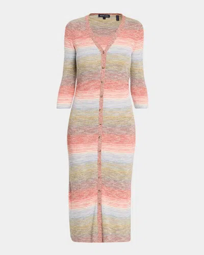 Veronica Beard Tavielle Ribbed Knit Midi Dress In Orange Fla