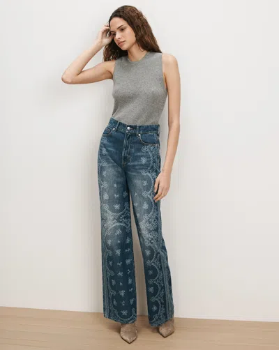 Veronica Beard Taylor Bandana Wide-leg Jean In Indigo Bandana