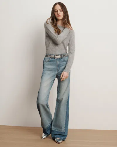 Veronica Beard Taylor Color-block Wide-leg Jean In Blue