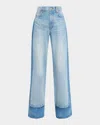 Veronica Beard Taylor Colorblock High Waist Wide Leg Jeans In Blue
