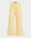 Veronica Beard Taylor High Waist Fray Hem Crop Wide Leg Jeans In Neutral