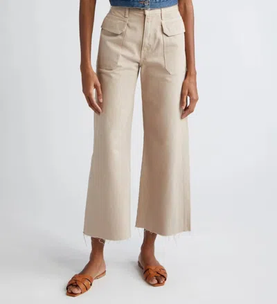 Veronica Beard Taylor Crop Wide Leg Cargo Jeans In Khaki