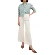 Veronica Beard Taylor Corduroy Cropped High Rise Wide In Ecru In White