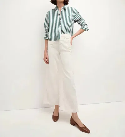 Veronica Beard Taylor Cropped High Rise Wide Jeans In Ecru In White