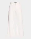 Shop Veronica Beard Taylor Cropped High-rise Wide Jeans In White