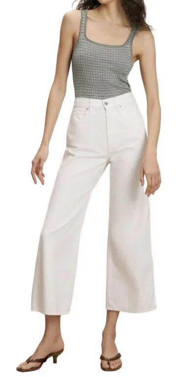 Veronica Beard Taylor Cropped High Rise Wide Leg Jean In White