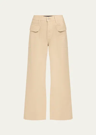 Veronica Beard Taylor Cropped High-rise Wide-leg Jeans In Stone Khaki