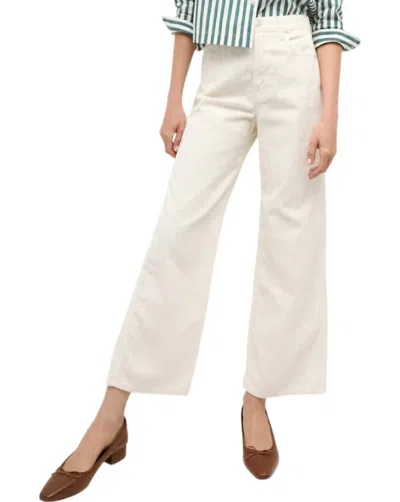 Veronica Beard Taylor Cropped High Wide Leg Cord Pants In Ecru In White