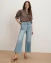Veronica Beard Taylor High Rise Cropped Wide Leg Jeans In Big Splash In Blue