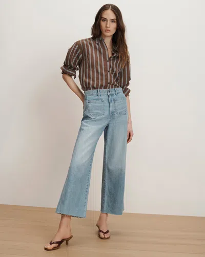 Veronica Beard Taylor Cropped Patch-pocket Wide-leg Jean