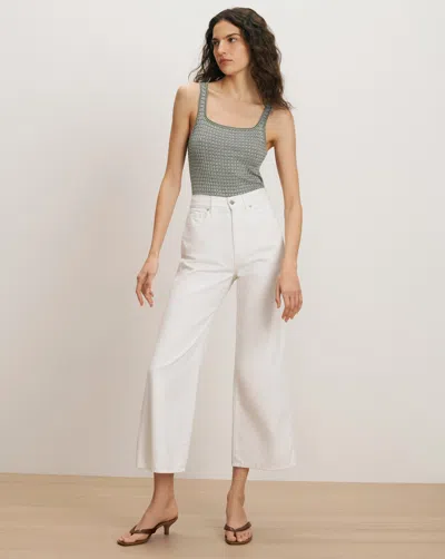 Veronica Beard Taylor Cropped Wide-leg Jean In White