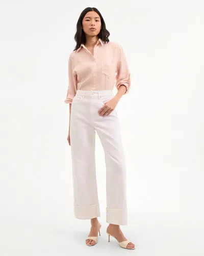 Veronica Beard Taylor Cuffed Cropped Wide-leg Jean In White