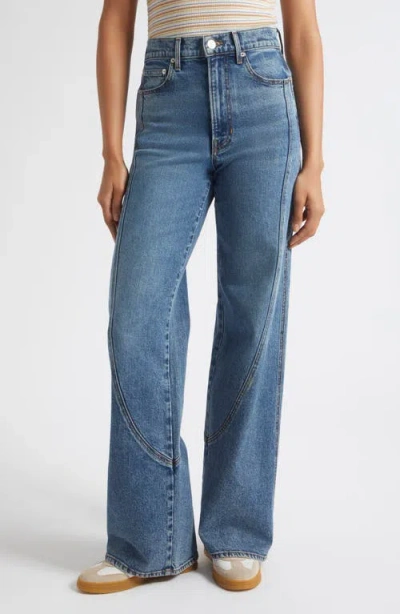 Veronica Beard Taylor Curved Seam Wide Leg Jeans In Animal Print