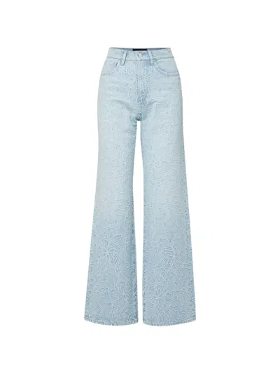 Veronica Beard Taylor High Rise Wide Leg Jeans In Sun Spark In Blue