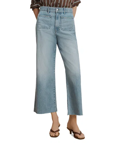 Veronica Beard Taylor High Rise Cropped Wide Leg Jeans In Big Splash In Blue