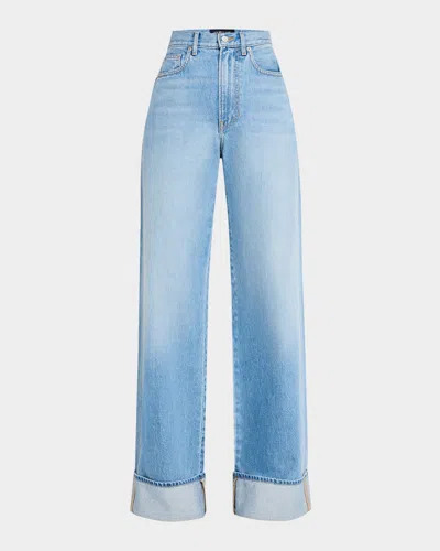 Veronica Beard Taylor High-rise Wide Cuffed Jeans In Bright Nova