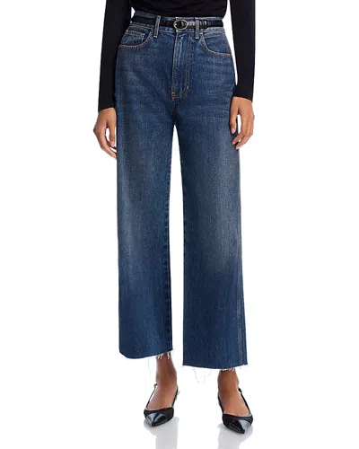 Veronica Beard Taylor High Rise Wide Leg Ankle Jeans In Equinox Blue
