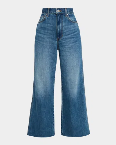 Veronica Beard Taylor High-rise Wide-leg Crop Jeans In Blue