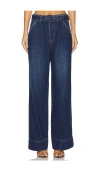Veronica Beard Taylor Belted High-rise Wide-leg Jeans In Dusted Oxford