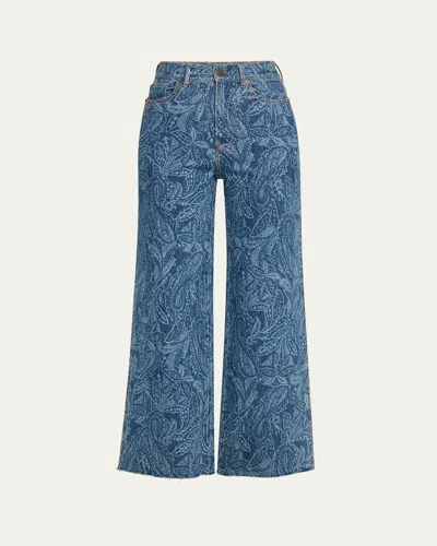 Veronica Beard Taylor High-rise Wide-leg Jeans In Atlantic Paisley