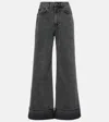 Shop Veronica Beard Taylor High-rise Wide-leg Jeans In Black