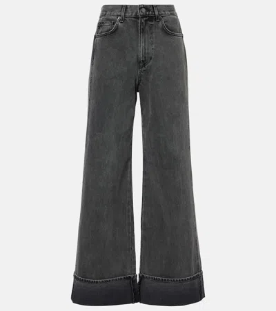 Veronica Beard Taylor High-rise Wide-leg Jeans In Black