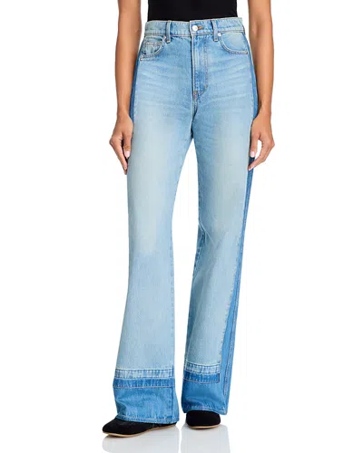 Veronica Beard Taylor High Rise Wide Leg Jeans In Cloudy Colorblock In Blue