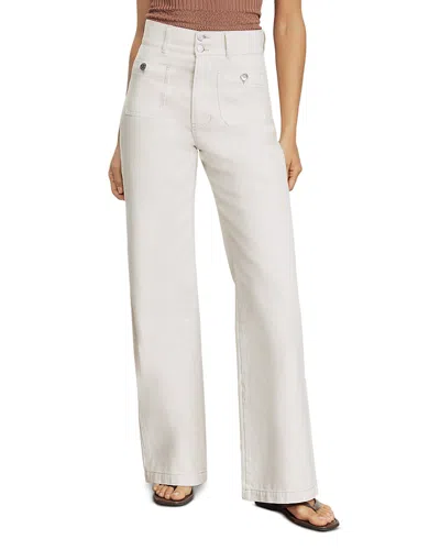 Veronica Beard Taylor High Rise Wide Leg Jeans In Ecru In White