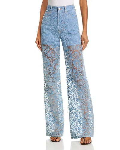 Veronica Beard Taylor High Rise Wide Leg Jeans In Lakeshore In Blue