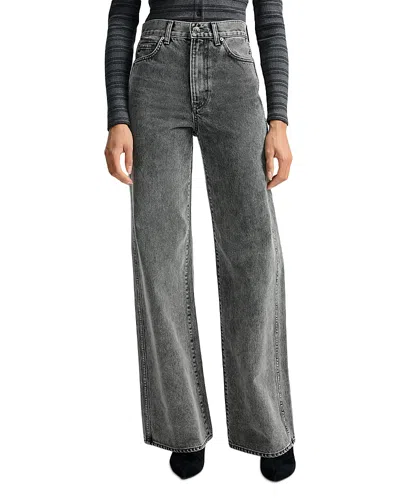 Veronica Beard Taylor High Rise Wide Leg Jeans In Volcanic Dust In Gray