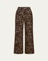 Veronica Beard Taylor High-rise Wide-leg Leopard Jeans With Chaps In Brown