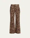 Veronica Beard Taylor High-rise Wide-leg Leopard Jeans With Chaps In Animal Print