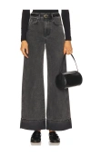 Veronica Beard Taylor High Rise Wide Leg In Stoned Washed Onyx