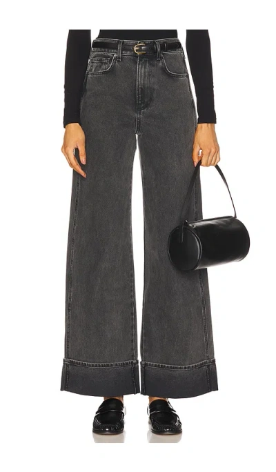 Veronica Beard Taylor High Rise Wide Leg In Stoned Washed Onyx