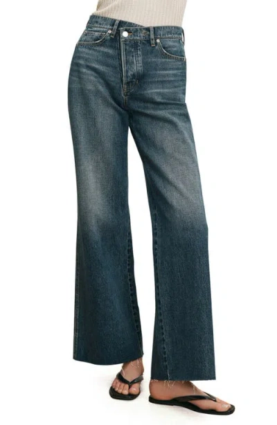 Veronica Beard Taylor High Waist Ankle Wide Leg Jeans In Blue