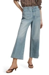 Veronica Beard Taylor High Rise Cropped Wide Leg Jeans In Big Splash In Blue