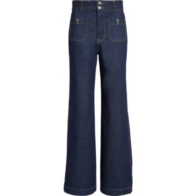 Veronica Beard Taylor High Waist Flare Jeans In Blue