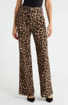 Veronica Beard Taylor High Rise Wide Leg Jeans In Washed Leopard In Animal Print
