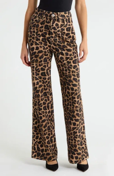 Veronica Beard Taylor High-rise Wide-leg Leopard Jeans With Chaps In Animal Print