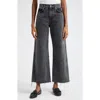 Veronica Beard Taylor High Waist Raw Hem Crop Wide Leg Jeans In Ash Onyx