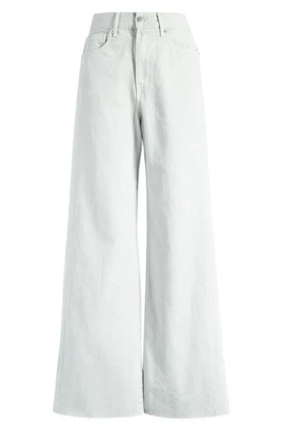 Veronica Beard Taylor High Waist Raw Hem Crop Wide Leg Jeans In Silver Sage