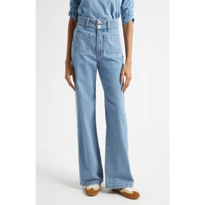 Veronica Beard Taylor High Waist Wide Leg Jeans In Blue