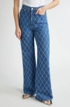 Shop Veronica Beard Taylor High Waist Wide Leg Jeans In Blue Diamond
