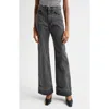 Veronica Beard Taylor High Waist Wide Leg Jeans In Stoned Washed Onyx