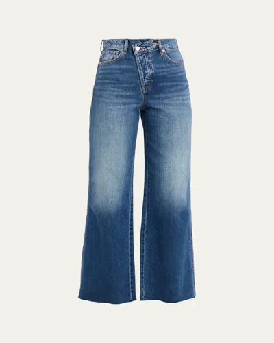 Veronica Beard Taylor High-rise Wide-leg Crossover Jeans In Blue