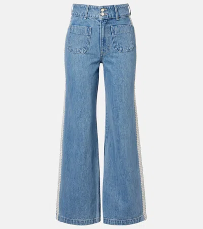Veronica Beard Taylor High-rise Wide-leg Jeans In Blue