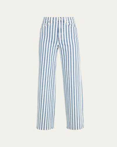 Veronica Beard Taylor High-rise Wide-leg Striped Jeans In Blue