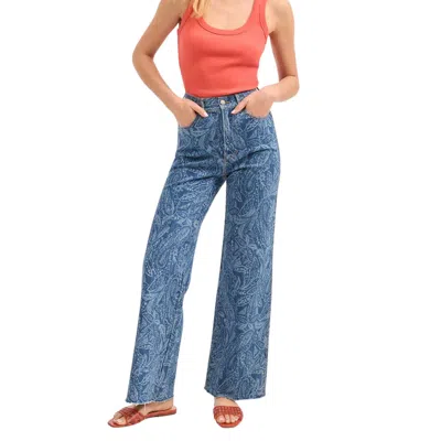 Veronica Beard Taylor Paisley Printed Wide-leg Jeans In Atlantic Paisley In Blue