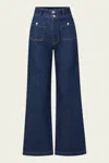 Veronica Beard Taylor Patch-pocket Wide-leg Jean In Indigo Rinse In Blue